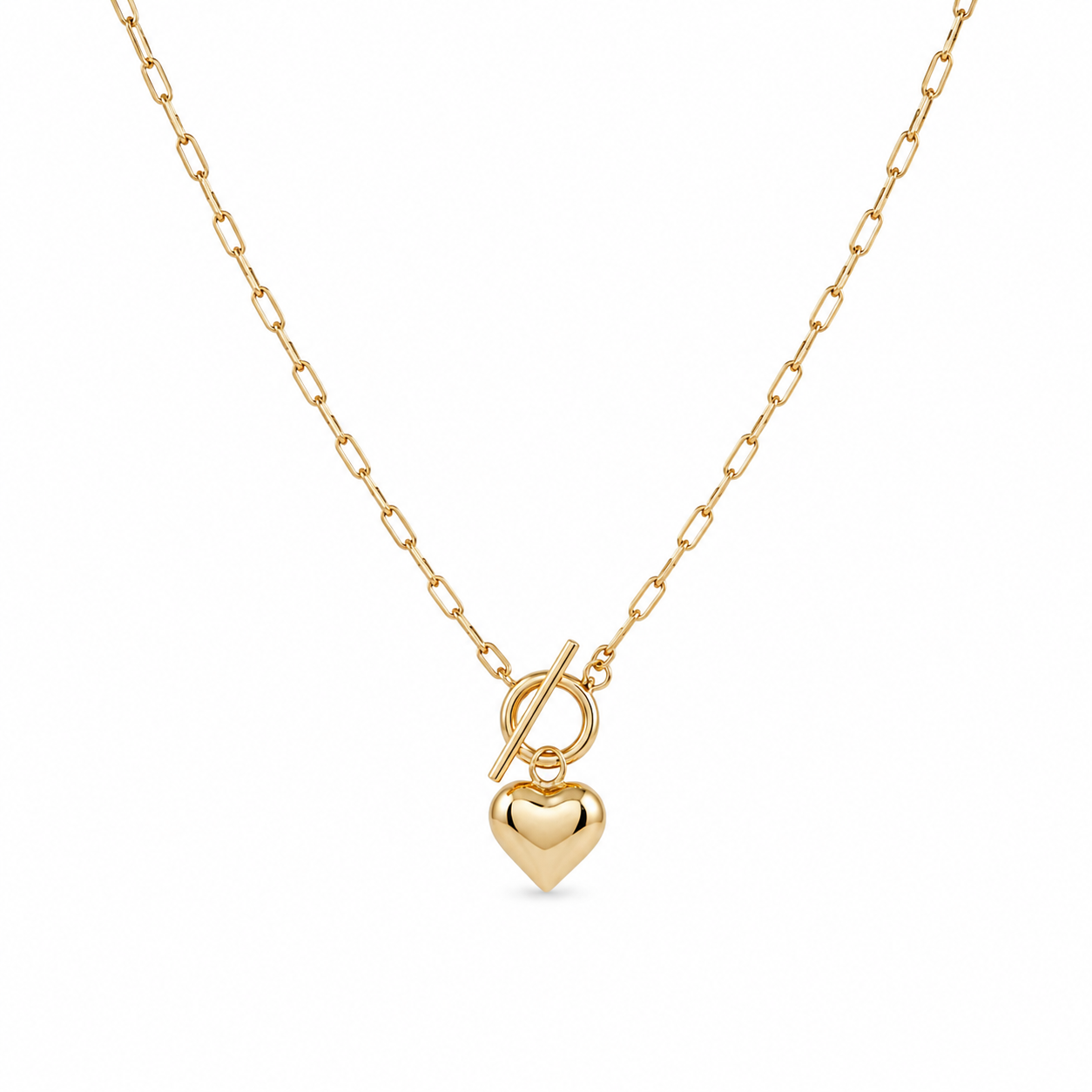 Golden Love Paperclip Necklace - 925 Sterling Silver