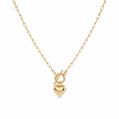 Golden Love Paperclip Necklace - 925 Sterling Silver
