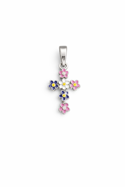 Bloom Cross Pendant – Sterling Silver 925 -0.85”