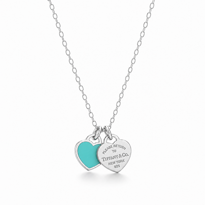 Twin Hearts Necklace – Turquoise 925 Sterling Silver-11mm