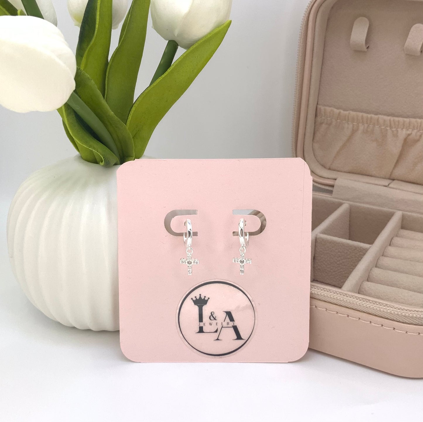 Cross Hoops Earring With Zc Sterling Silver 925