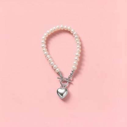 Valentina Heart   Pearl Bracelet Sterling Silver 925