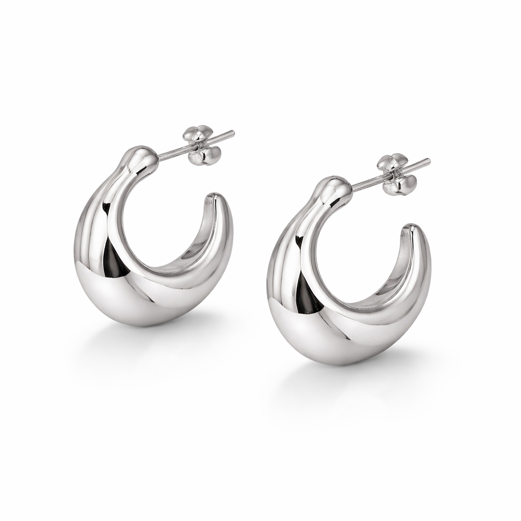 Luna Hoops Earrings Sterling Silver 925