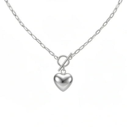 Paperclip Heart  Necklace - Sterling Silver 925 - 20”