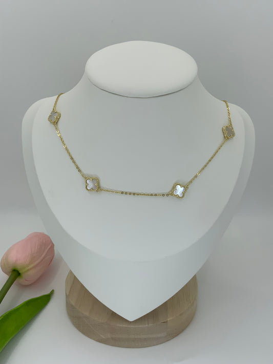 Pearl Clover Necklace Sterling Silver 925 (gold)