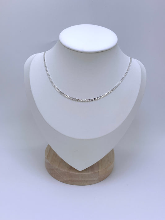 Mini Cuban Chain Necklace 18” Sterling Silver 925