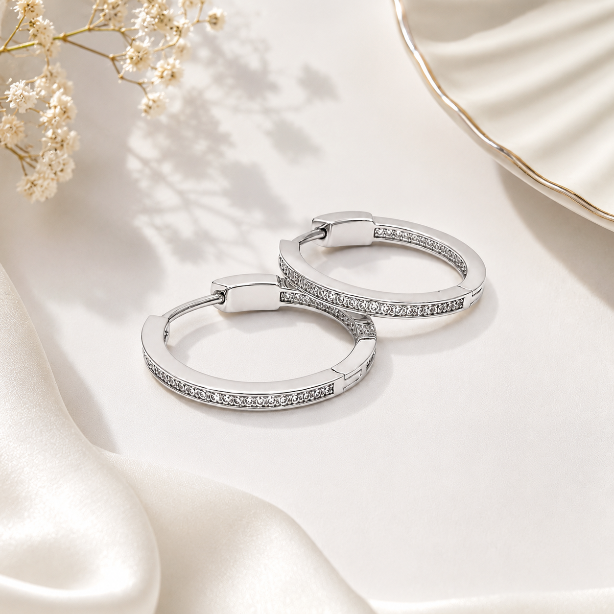 Isabella Hoop Earrings With Zc Sterling Silver 925 - 25mm