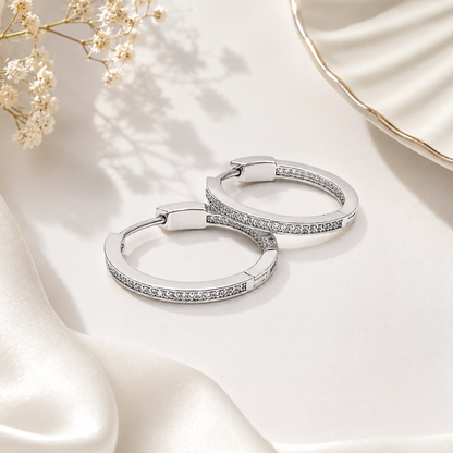 Isabella Hoop Earrings With Zc Sterling Silver 925 - 25mm