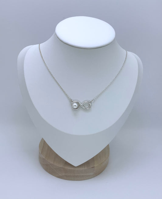 Infinity Necklace with Pearl Sterling Silver 925