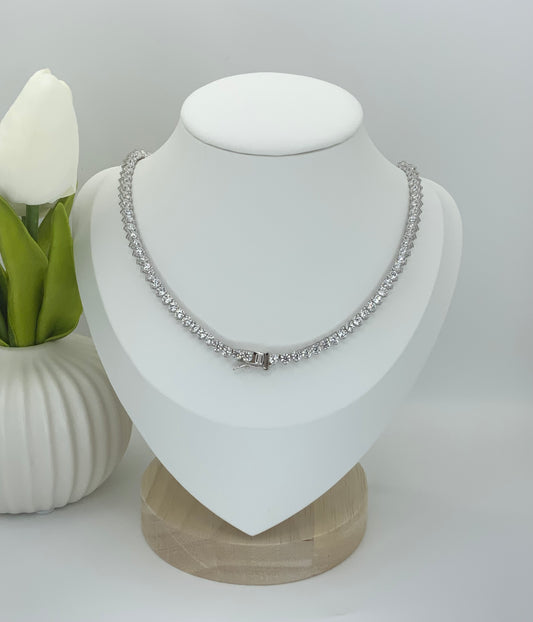 Tennis Necklace CZ Sterling Silver 925