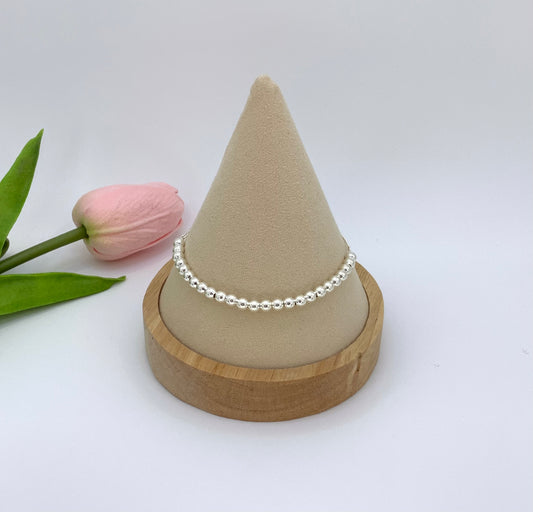 Beaded Adjustable Bracelet Sterling Silver 925