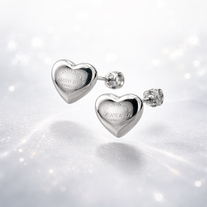 Classic Heart Stud Earrings – Sterling Silver 925
