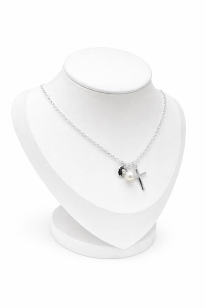 Grace & Pearl Necklace- Religious - Sterling Silver 925