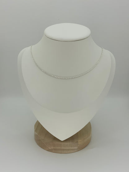 Twisted Diamond  Cut Chain Necklace - Sterling Silver 925