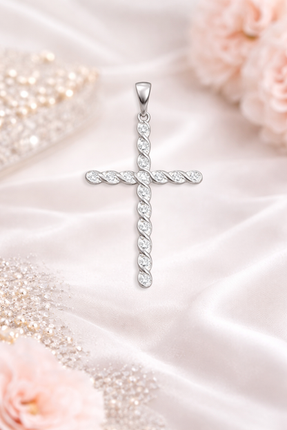 Faith Twist Cross 925 Sterling silver -1.7”
