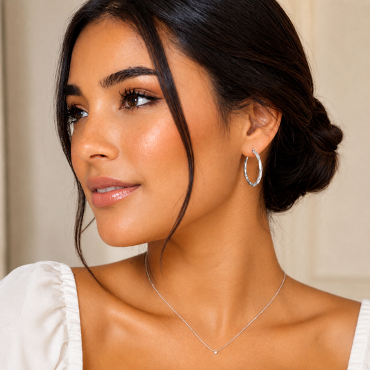 Amara Twist Hoops – Sterling Silver 925 Textured Hoop Earrings (19mm / 25mm)