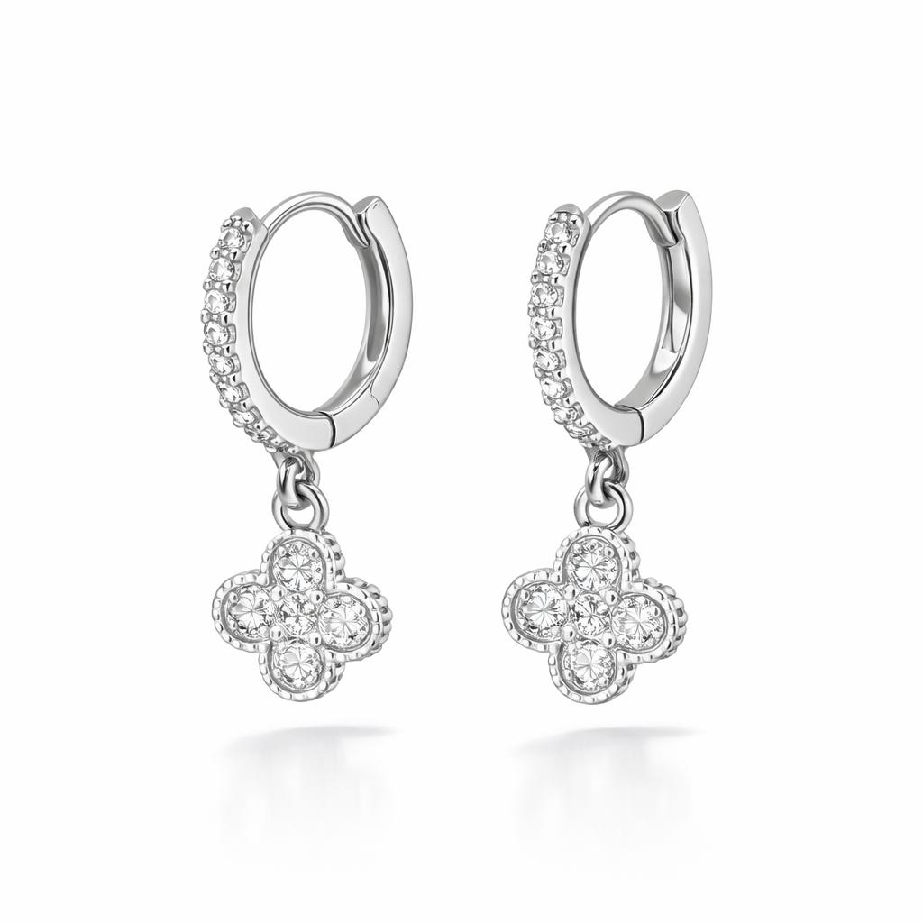 Huggies Clover Earrings 925 Sterling Silver - 12.5 mm