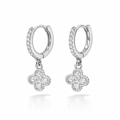 Huggies Clover Earrings 925 Sterling Silver - 12.5 mm