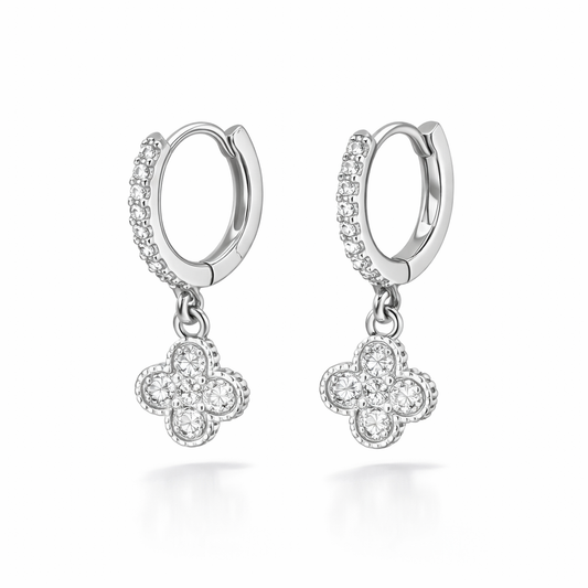 Huggies Clover Earrings 925 Sterling Silver - 12.5 mm