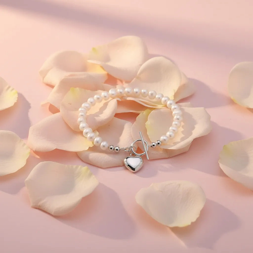 Valentina Heart   Pearl Bracelet Sterling Silver 925