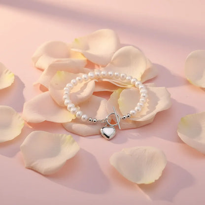 Valentina Heart   Pearl Bracelet Sterling Silver 925