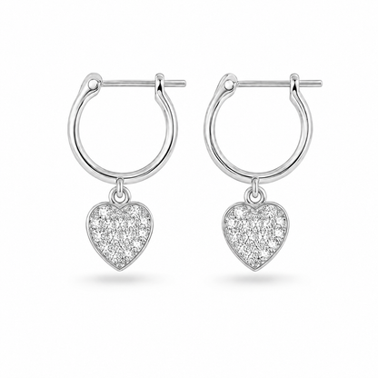 Heart Hoop Earrings With Zc Sterling Silver 925 -11mm