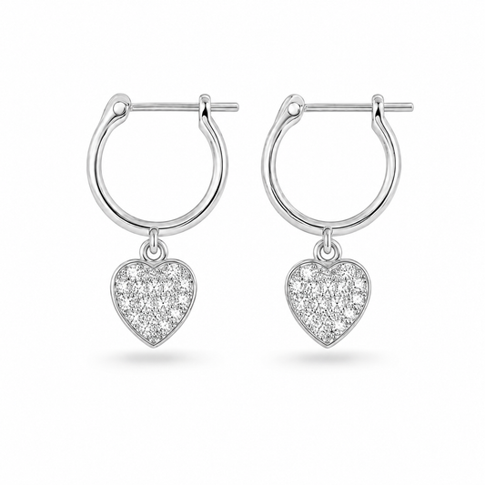 Heart Hoop Earrings With Zc Sterling Silver 925 -11mm