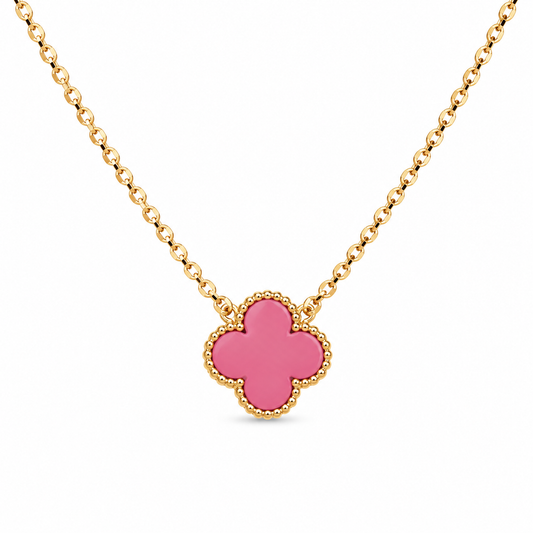 Clover Pink Necklace  - 925 Sterling Silver 14mm
