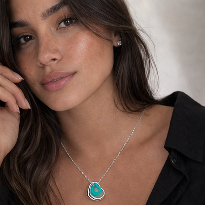 Open Heart Turquoise Necklace Sterling Silver 925