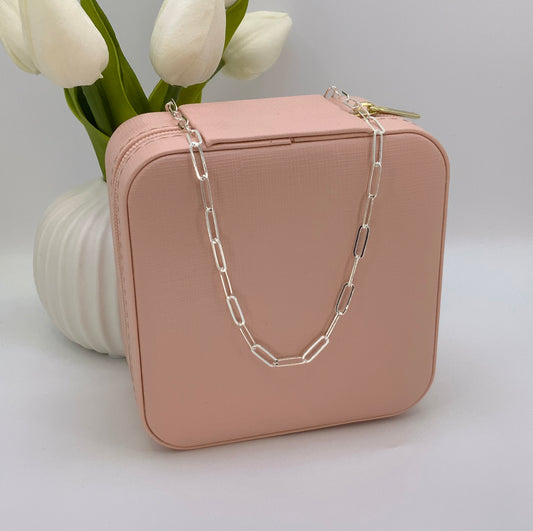 Paper clip Chain 3 mm Necklace Sterling Silver 925