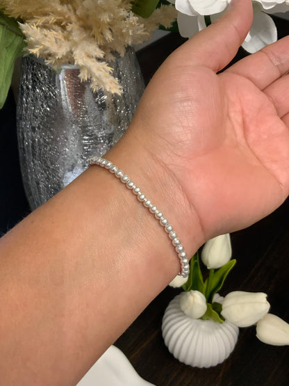 Beaded Adjustable Bracelet Sterling Silver 925