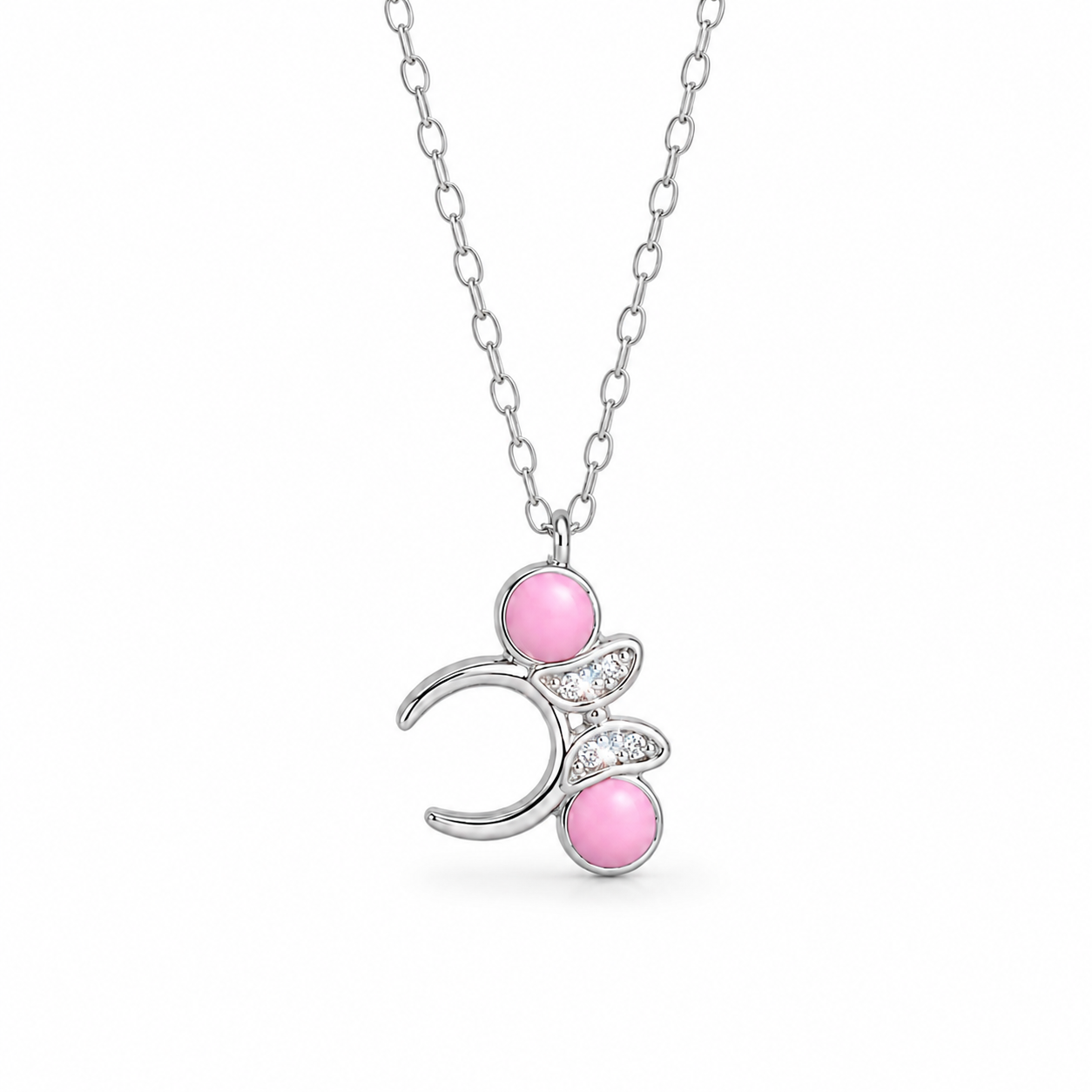 Pink Bow Necklace 925 Sterling Silver- 16mm