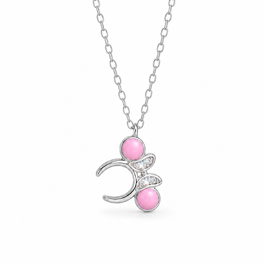 Pink Bow Necklace 925 Sterling Silver- 16mm
