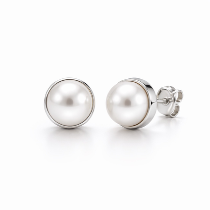 Isabelle Pearl Stud Earring - Sterling Silver925 - 9 mm