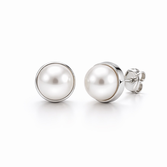 Isabelle Pearl Stud Earring - Sterling Silver925 - 9 mm