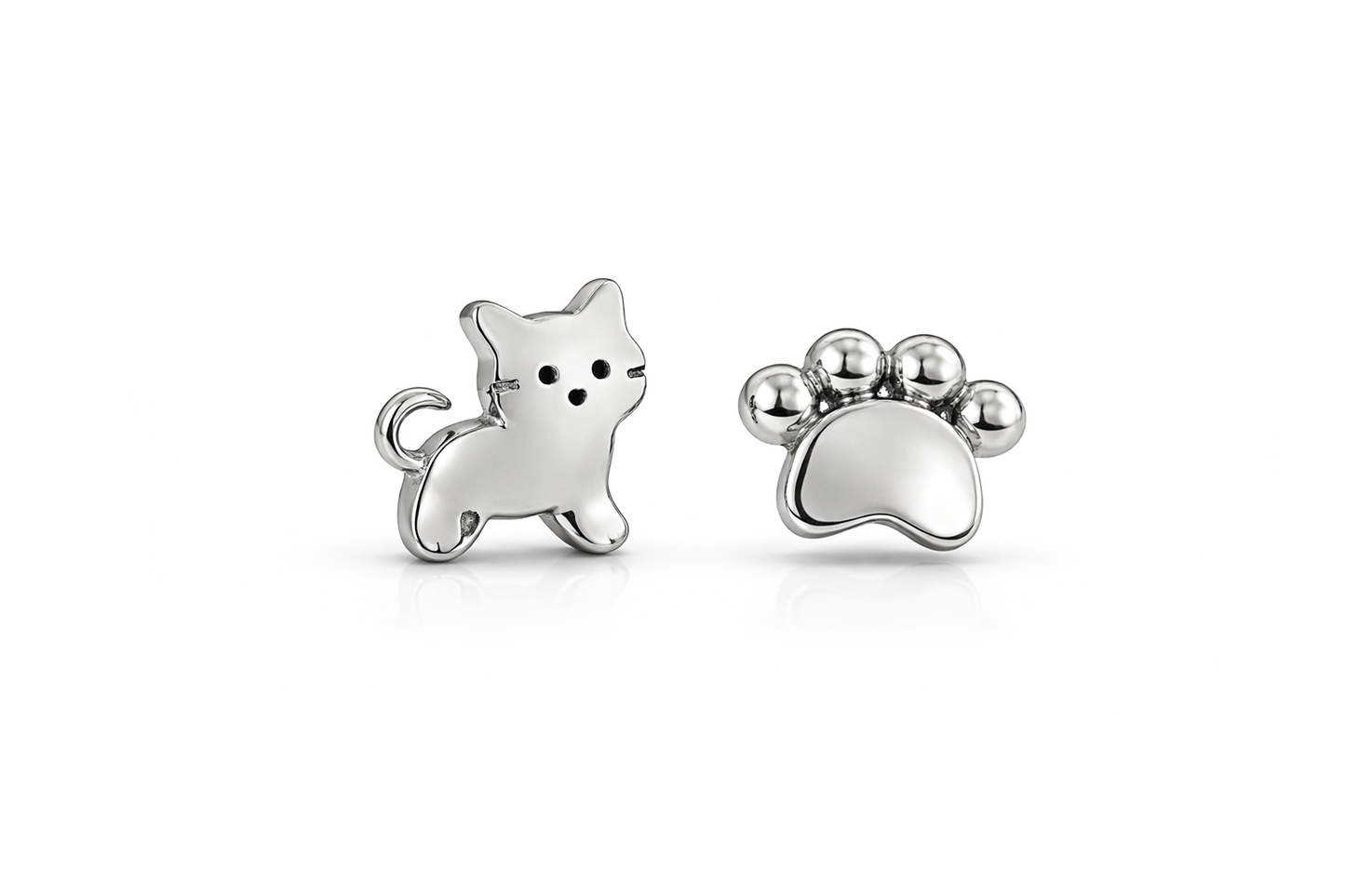 Sweet Kitty Stud Earrings Sterling Silver 925