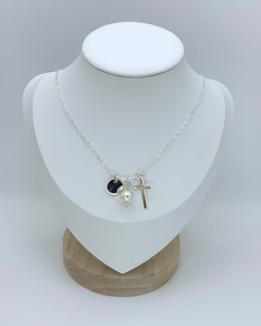 Pearl and Cross Necklace- Religious