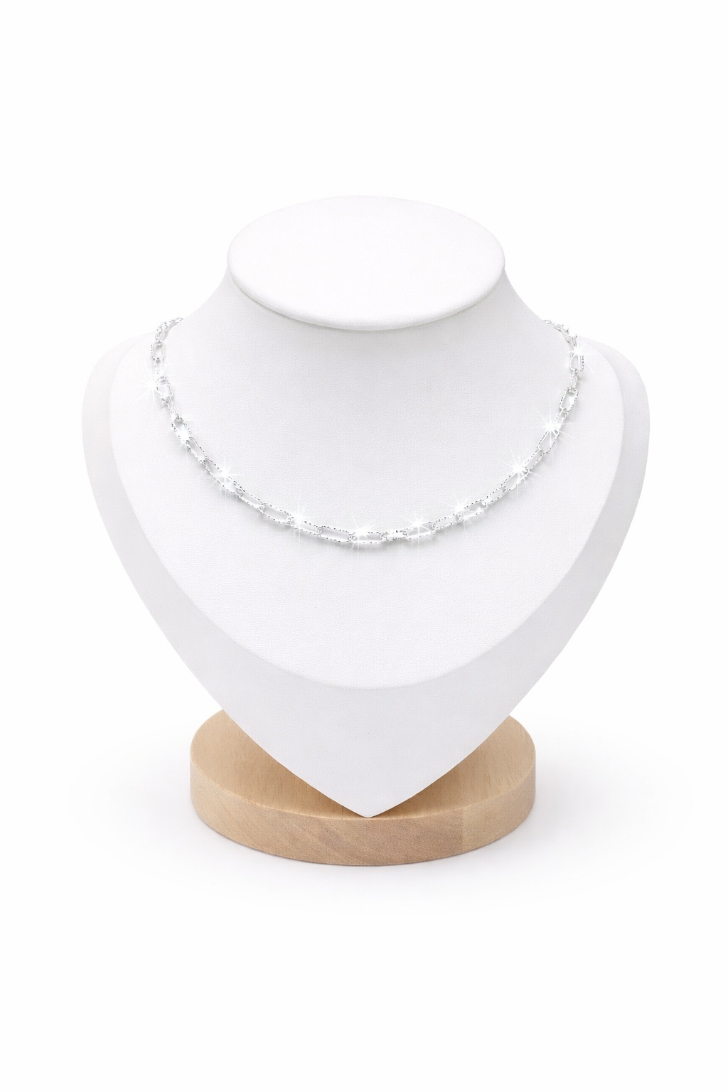 Paperclip Chain Necklace Diamont Cut -Sterling Silver 925 20” 3mm