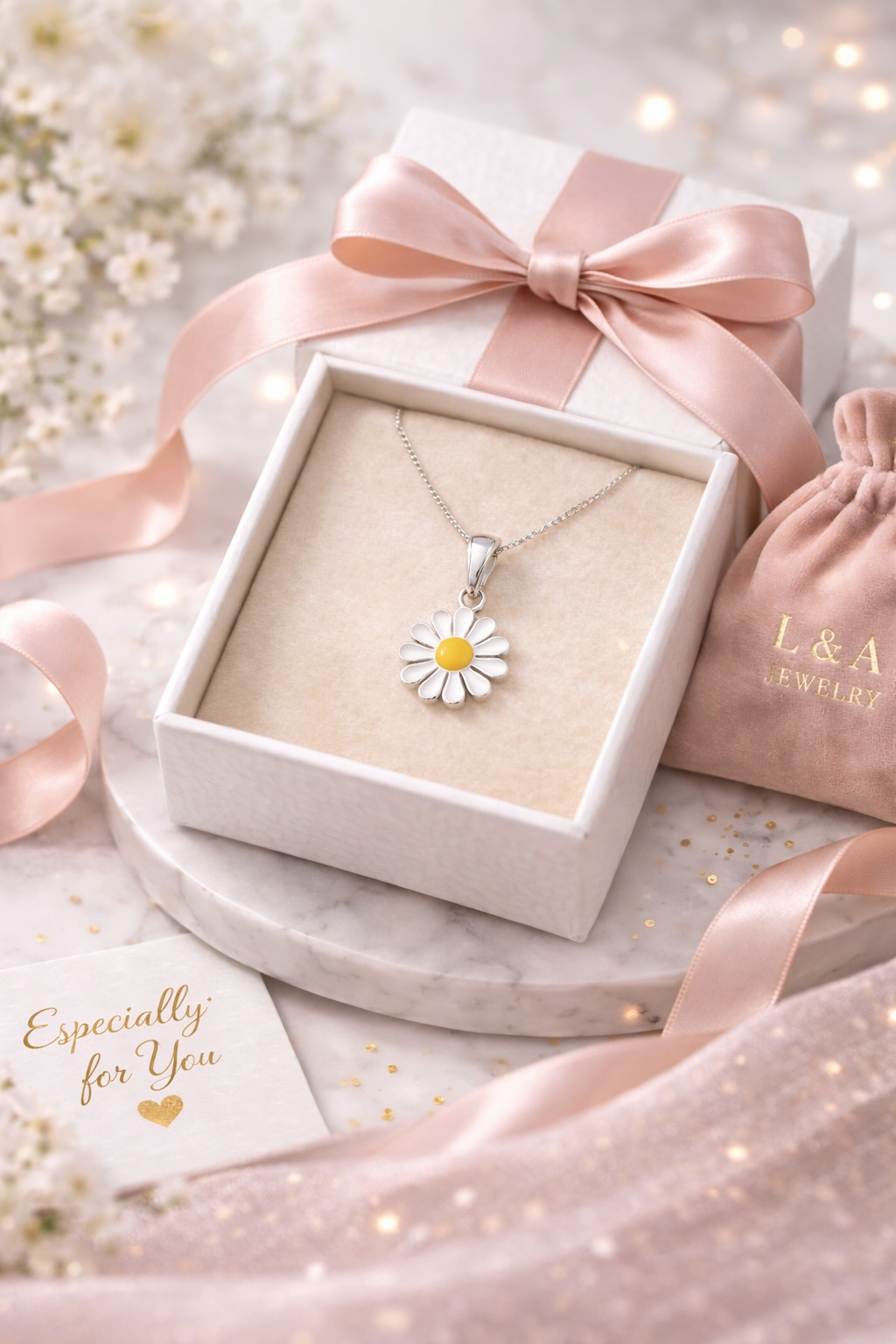 Daisy Pendant Sterling Silver 925-0.8”