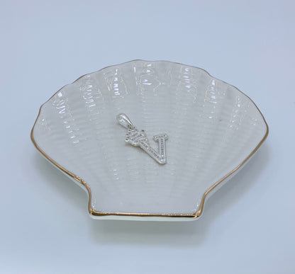 Initial with Crown Pendant CZ Sterling Silver 925