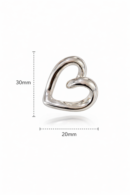 Organically Shaped Heart Pendant Sterling Silver 925