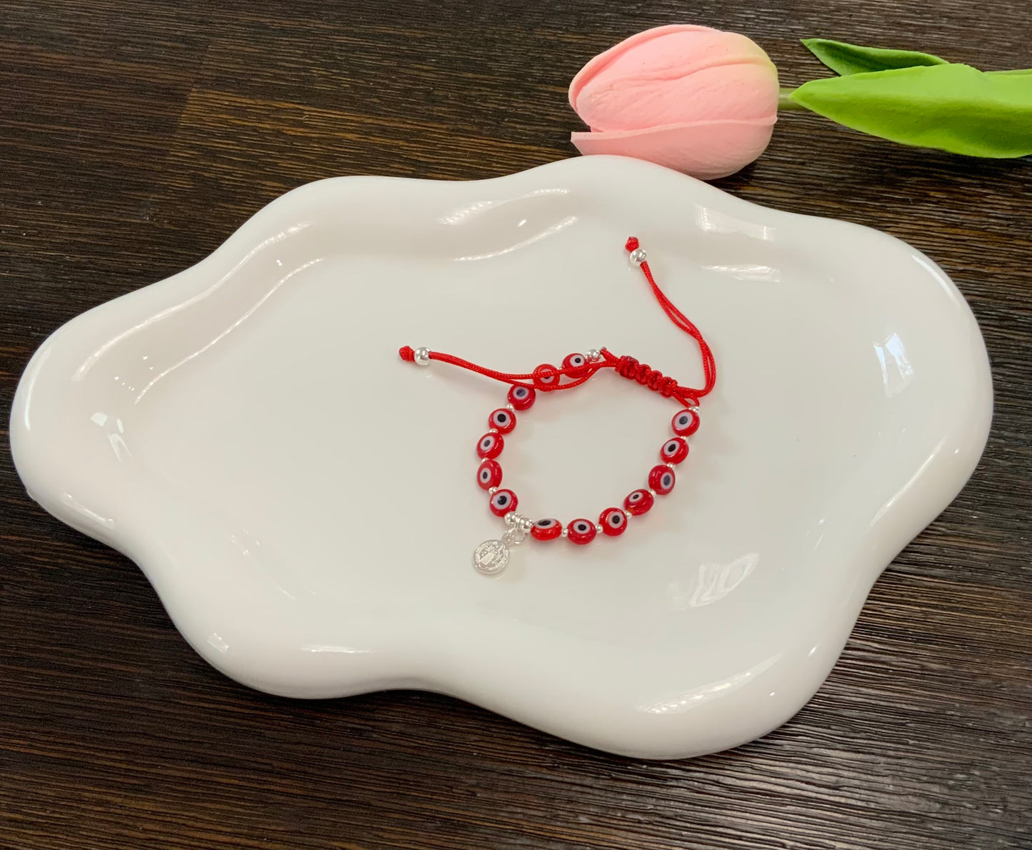 Eye Evil Bracelet Adjustable for Kids with Saint Benedict Sterling Silver 925