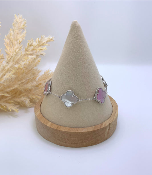 Pink-White Clover Bracelet