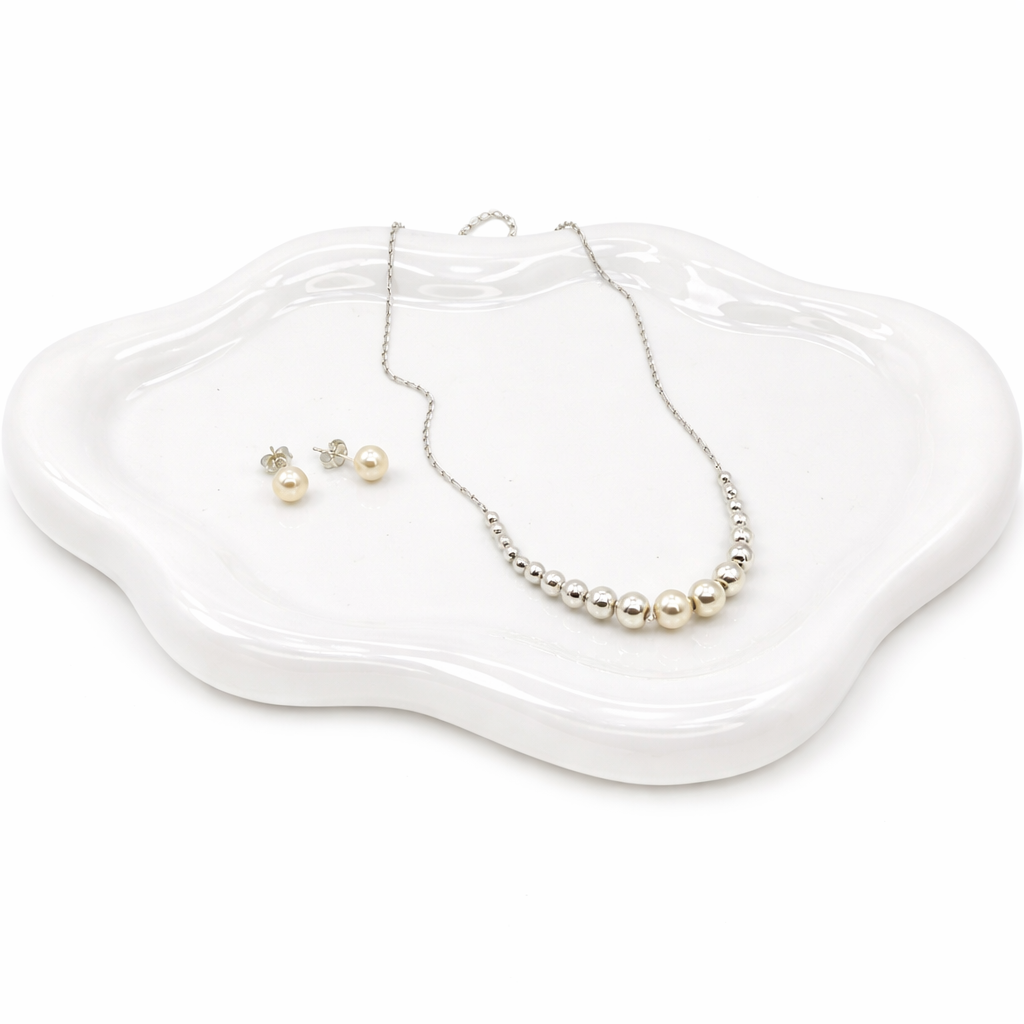 Set Isabella  Necklace and Earring with Pearl -Sterling Silver 925
