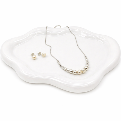 Set Isabella  Necklace and Earring with Pearl -Sterling Silver 925