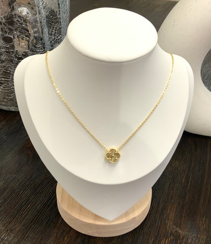 Gold Clover Necklace Sterling Silver 925