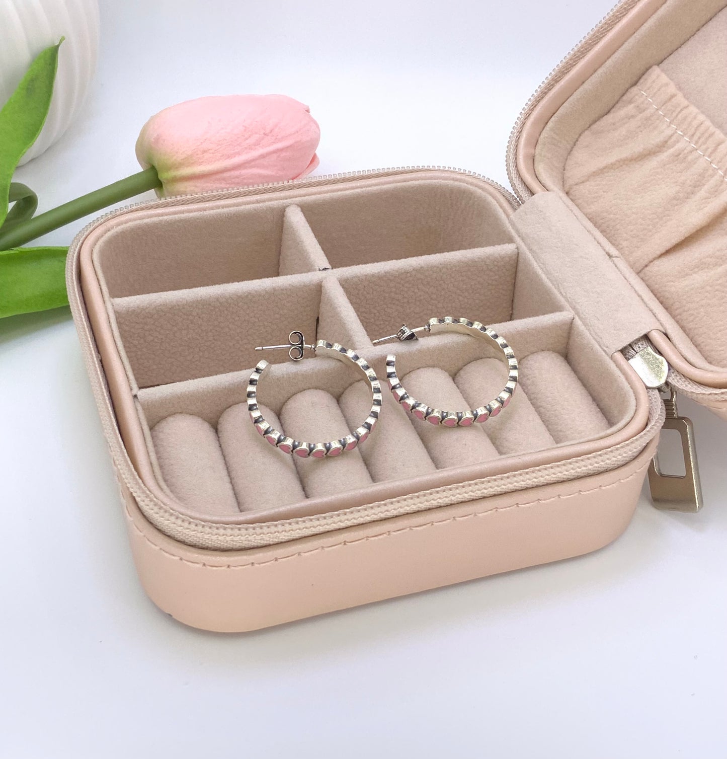 Heart Hoop Earrings Large - Sterling Silver 925