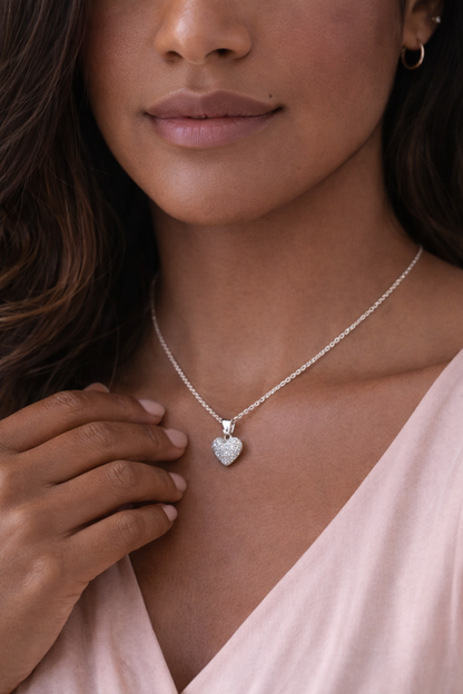 Heart Pendant CZ Sterling Silver 925