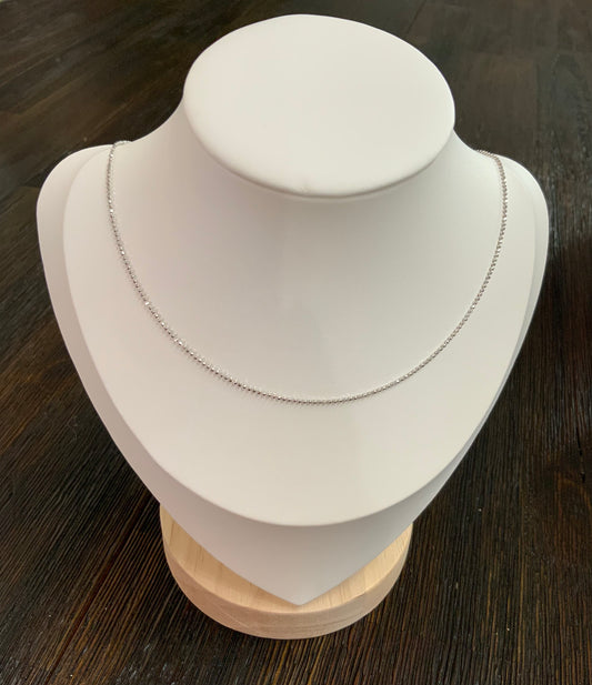 Beaded Chain Necklace Sterling Silver 925 - 20”