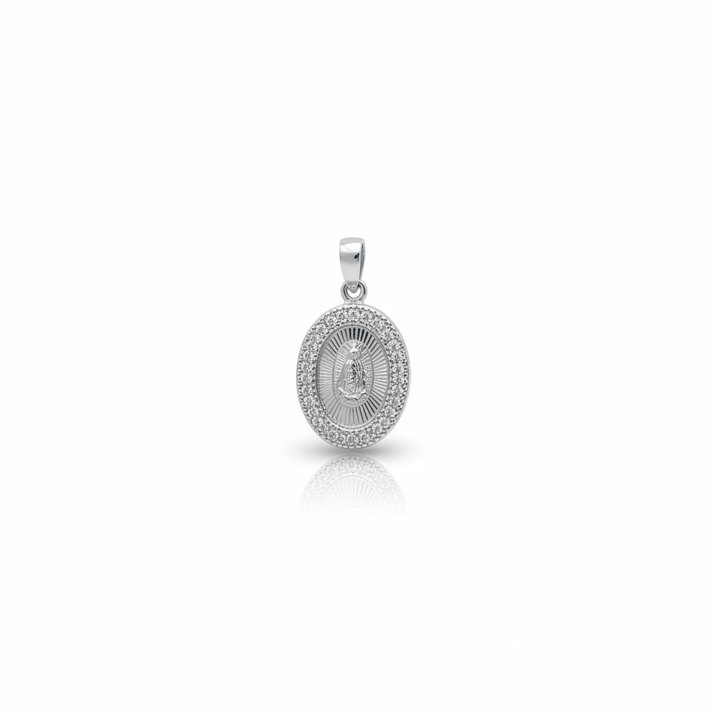 Our Lady of Guadalupe Pendant small ,Sterling Silver 925 - 0.9”